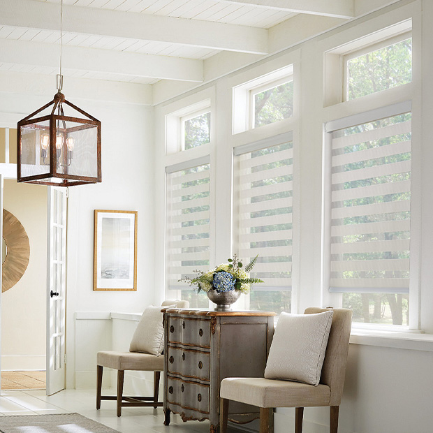 Transitional shades in a Sacramento living room