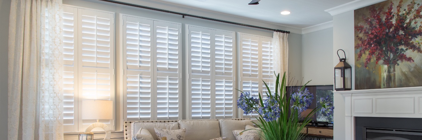 Polywood plantation shutters in Sacramento living room