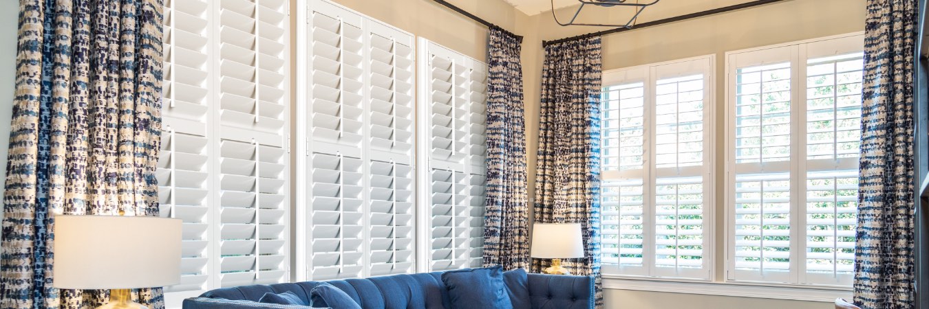 Plantation shutters in Yuba City living room