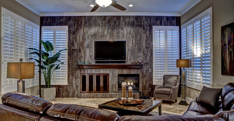 Sacramento living room with shutters