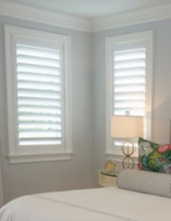 Hidden tilt rod shutters open. Plantation shutters with hidden tilt rods in Sacramento